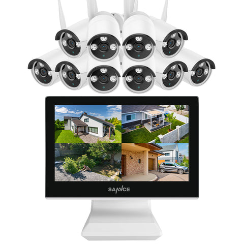 2K Super HD 10 Channel NVR w/3MP Wireless Camera System, 10.1'' LCD Monitor, Pack of 10 Cameras, Smart Motion Alerts, AI Human Recognition, Work with Alexa 2K Super HD 10 Channel NVR w/3MP Wireless Camera System, 10.1'' LCD Monitor, Pack of 10 Cameras, Smart Motion Alerts, AI Human Recognition, Work with Alexa