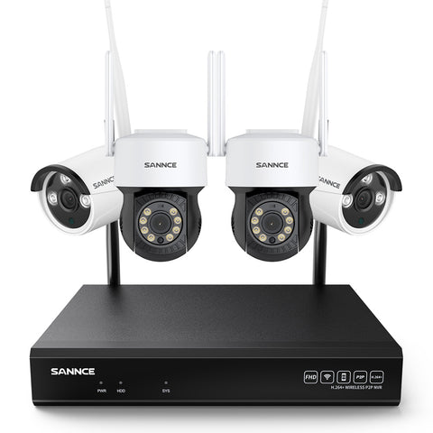 SANNCE 10 Channel 8MP Wireless CCTV Camera System, 8MP NVR, 3MP Pan 350° Tilt 90° 3MP Outdoor Security Camera, Audio Recording, AI Human Detection, (2xPTZ camera, 2xBullet camera and 8MP 10CH NVR) SANNCE 10 Channel 8MP Wireless CCTV Camera System, 8MP NVR, 3MP Pan 350° Tilt 90° 3MP Outdoor Security Camera, Audio Recording, AI Human Detection, (2xPTZ camera, 2xBullet camera and 8MP 10CH NVR)