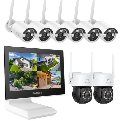 2K Super HD PT 10 Channel NVR w/3MP Wireless Pan & Tilt IP Camera System, 10.1'' LCD Monitor, Pack of 8 Cameras, Two-Way Voice Intercom, Customized Motion Areas, Smart Motion Alerts, AI Human Recognition, Work with Alexa 2K Super HD PT 10 Channel NVR w/3MP Wireless Pan & Tilt IP Camera System, 10.1'' LCD Monitor, Pack of 8 Cameras, Two-Way Voice Intercom, Customized Motion Areas, Smart Motion Alerts, AI Human Recognition, Work with Alexa