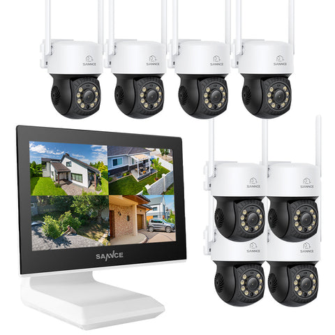 2K Super HD PT 10 Channel NVR w/3MP Wireless Pan & Tilt Camera System, 10.1'' LCD Monitor, Pack of 8 Cameras, Full-Colour Night Vision, Smart Auto Tracking, Two-Way Voice Intercom, Customized Motion Areas, Work with Alexa 2K Super HD PT 10 Channel NVR w/3MP Wireless Pan & Tilt Camera System, 10.1'' LCD Monitor, Pack of 8 Cameras, Full-Colour Night Vision, Smart Auto Tracking, Two-Way Voice Intercom, Customized Motion Areas, Work with Alexa