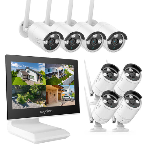 2K Super HD 10 Channel NVR w/3MP Wireless Camera System, 10.1'' LCD Monitor, Pack of 8 Cameras, Smart Motion Alerts, AI Human Recognition, Work with Alexa 2K Super HD 10 Channel NVR w/3MP Wireless Camera System, 10.1'' LCD Monitor, Pack of 8 Cameras, Smart Motion Alerts, AI Human Recognition, Work with Alexa