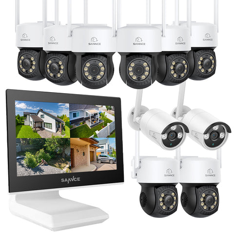 2K Super HD PT 10 Channel NVR w/3MP Wireless Pan & Tilt IP Camera System, 10.1'' LCD Monitor, Pack of 10 Cameras, Two-Way Voice Intercom, Customized Motion Areas, Smart Motion Alerts, AI Human Recognition, Work with Alexa 2K Super HD PT 10 Channel NVR w/3MP Wireless Pan & Tilt IP Camera System, 10.1'' LCD Monitor, Pack of 10 Cameras, Two-Way Voice Intercom, Customized Motion Areas, Smart Motion Alerts, AI Human Recognition, Work with Alexa