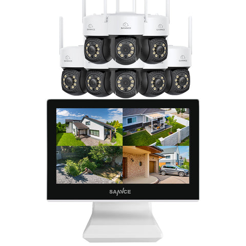 2K Super HD PT 10 Channel NVR w/3MP Wireless Pan & Tilt Camera System, 10.1'' LCD Monitor, Pack of 8 Cameras, Full-Colour Night Vision, Smart Auto Tracking, Two-Way Voice Intercom, Customized Motion Areas, Work with Alexa 2K Super HD PT 10 Channel NVR w/3MP Wireless Pan & Tilt Camera System, 10.1'' LCD Monitor, Pack of 8 Cameras, Full-Colour Night Vision, Smart Auto Tracking, Two-Way Voice Intercom, Customized Motion Areas, Work with Alexa