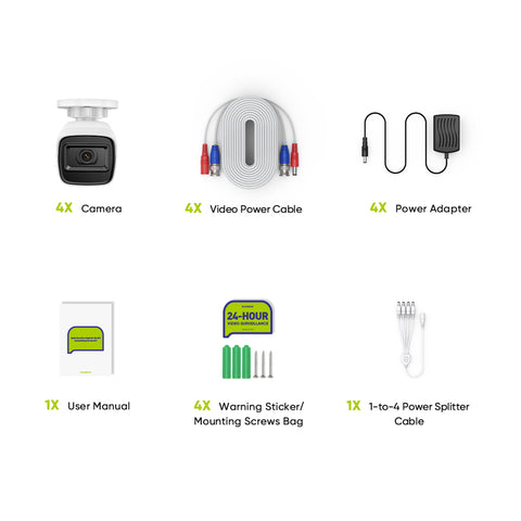 Certified Refurbished 2MP 4pcs Outdoor Bullet CCTV Cameras, Smart Human / Vehicle / Motion Detection(4-Pack) Certified Refurbished 2MP 4pcs Outdoor Bullet CCTV Cameras, Smart Human / Vehicle / Motion Detection(4-Pack)