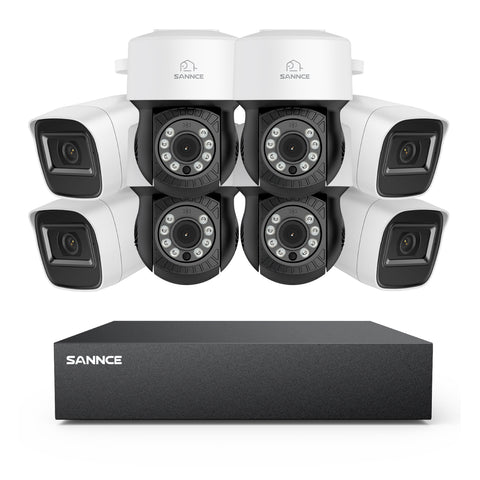 5MP 8 Channel PT Security Camera System - Hybrid 5-in-1 DVR, Pan & Tilt CCTV Camera, 100 ft Night Vision, Motion Detection, Outdoor, Waterproof 5MP 8 Channel PT Security Camera System - Hybrid 5-in-1 DVR, Pan & Tilt CCTV Camera, 100 ft Night Vision, Motion Detection, Outdoor, Waterproof