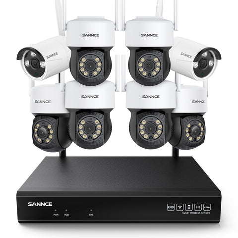 3MP 10-Channel Wireless CCTV PT & Bullet Camera System, 8MP NVR, 3MP Pan & Tilt WiFi IP Cameras, Audio Recording, AI Human Detection, Work With Alexa (6xPTZ camera, 2xBullet camera and 8MP 10CH NVR) 3MP 10-Channel Wireless CCTV PT & Bullet Camera System, 8MP NVR, 3MP Pan & Tilt WiFi IP Cameras, Audio Recording, AI Human Detection, Work With Alexa (6xPTZ camera, 2xBullet camera and 8MP 10CH NVR)