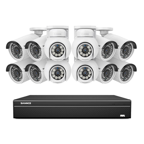 16 Channel 4K PoE Bullet & PT Security Camera System, 8MP Outdoor PoE IP Cameras, Pan & Tilt, ONVIF Supported NVR, Two-Way Audio, Smart Human/Vehicle Detection(4x PT Cameras+8x IP Cameras) 16 Channel 4K PoE Bullet & PT Security Camera System, 8MP Outdoor PoE IP Cameras, Pan & Tilt, ONVIF Supported NVR, Two-Way Audio, Smart Human/Vehicle Detection(4x PT Cameras+8x IP Cameras)
