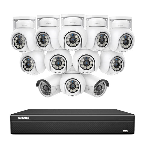 16 Channel 4K PoE Bullet & PT Security Camera System, 8MP Outdoor PoE IP Cameras, Pan & Tilt, ONVIF Supported NVR, Two-Way Audio, Smart Human/Vehicle Detection(10x PT Cameras+2x IP Cameras) 16 Channel 4K PoE Bullet & PT Security Camera System, 8MP Outdoor PoE IP Cameras, Pan & Tilt, ONVIF Supported NVR, Two-Way Audio, Smart Human/Vehicle Detection(10x PT Cameras+2x IP Cameras)
