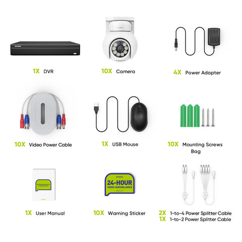 4K 16CH POE PT Surveillance Camera Set, 8MP Ultra-HD (3840×2160), Remote Access, 350°/90° PTZ Pan, Intelligent People/Vehicle Detection, IP66 Waterproof (8MP IP PT Camera and 16CH NVR) 4K 16CH POE PT Surveillance Camera Set, 8MP Ultra-HD (3840×2160), Remote Access, 350°/90° PTZ Pan, Intelligent People/Vehicle Detection, IP66 Waterproof (8MP IP PT Camera and 16CH NVR)