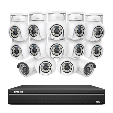 16 Channel 4K PoE Bullet & PT Security Camera System, 8MP Outdoor PoE IP Cameras, Pan & Tilt, ONVIF Supported NVR, Two-Way Audio, Smart Human/Vehicle Detection (2x IP Cameras+12x PT Cameras) 16 Channel 4K PoE Bullet & PT Security Camera System, 8MP Outdoor PoE IP Cameras, Pan & Tilt, ONVIF Supported NVR, Two-Way Audio, Smart Human/Vehicle Detection (2x IP Cameras+12x PT Cameras)
