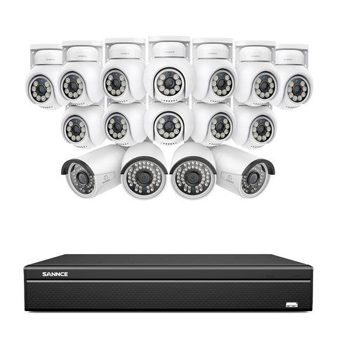 16 Channel 4K PoE Bullet & PT Security Camera System, 8MP Outdoor PoE IP Cameras, Pan & Tilt, ONVIF Supported NVR, Two-Way Audio, Smart Human/Vehicle Detection(12x PT Cameras+4x IP Cameras) 16 Channel 4K PoE Bullet & PT Security Camera System, 8MP Outdoor PoE IP Cameras, Pan & Tilt, ONVIF Supported NVR, Two-Way Audio, Smart Human/Vehicle Detection(12x PT Cameras+4x IP Cameras)