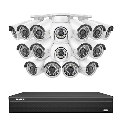 16 Channel 4K PoE Bullet & PT Security Camera System, 8MP Outdoor PoE IP Cameras, Pan & Tilt, ONVIF Supported NVR, Two-Way Audio, Smart Human/Vehicle Detection(2x PT Cameras+14x IP Cameras) 16 Channel 4K PoE Bullet & PT Security Camera System, 8MP Outdoor PoE IP Cameras, Pan & Tilt, ONVIF Supported NVR, Two-Way Audio, Smart Human/Vehicle Detection(2x PT Cameras+14x IP Cameras)