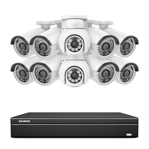 16 Channel 4K PoE Bullet & PT Security Camera System, 8MP Outdoor PoE IP Cameras, Pan & Tilt, ONVIF Supported NVR, Two-Way Audio, Smart Human/Vehicle Detection (8x IP Cameras+2x PT Cameras) 16 Channel 4K PoE Bullet & PT Security Camera System, 8MP Outdoor PoE IP Cameras, Pan & Tilt, ONVIF Supported NVR, Two-Way Audio, Smart Human/Vehicle Detection (8x IP Cameras+2x PT Cameras)