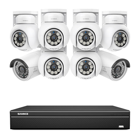 16 Channel 4K PoE Bullet & PT Security Camera System, 8MP Outdoor PoE IP Cameras, Pan & Tilt, ONVIF Supported NVR, Two-Way Audio, Smart Human/Vehicle Detection(6x PT Cameras+2x IP Cameras) 16 Channel 4K PoE Bullet & PT Security Camera System, 8MP Outdoor PoE IP Cameras, Pan & Tilt, ONVIF Supported NVR, Two-Way Audio, Smart Human/Vehicle Detection(6x PT Cameras+2x IP Cameras)