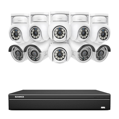 16 Channel 4K PoE Bullet & PT Security Camera System, 8MP Outdoor PoE IP Cameras, Pan & Tilt, ONVIF Supported NVR, Two-Way Audio, Smart Human/Vehicle Detection (4x IP Cameras+6x PT Cameras) 16 Channel 4K PoE Bullet & PT Security Camera System, 8MP Outdoor PoE IP Cameras, Pan & Tilt, ONVIF Supported NVR, Two-Way Audio, Smart Human/Vehicle Detection (4x IP Cameras+6x PT Cameras)
