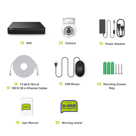 10 Channel 4K PoE Security Camera System with 2 Cameras, 8MP Outdoor Pan-Tilt IP Cameras, AI Detection, Smart Tracking, Color Night Vision, H.265+, Two-Way Audio 10 Channel 4K PoE Security Camera System with 2 Cameras, 8MP Outdoor Pan-Tilt IP Cameras, AI Detection, Smart Tracking, Color Night Vision, H.265+, Two-Way Audio