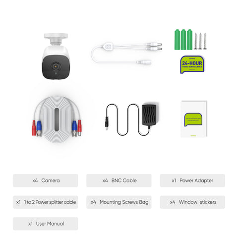 Certified Refurbished, 1080P Security Camera Kit, 100 ft IR Night Vision, Digital WDR & DNR, IP66 Waterproof for Indoor and Outdoor, Pack of 4 Certified Refurbished, 1080P Security Camera Kit, 100 ft IR Night Vision, Digital WDR & DNR, IP66 Waterproof for Indoor and Outdoor, Pack of 4