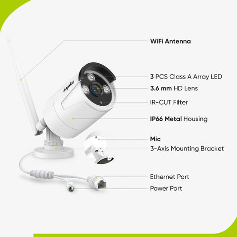 3MP 10-Channel Wireless Security Camera System, 8MP NVR, 3MP WiFi IP Cameras, Audio Recording, IP66 Waterproof, Smart AI Human Detection, Work With Alexa (4xBullet camera and 8MP 10CH NVR) 3MP 10-Channel Wireless Security Camera System, 8MP NVR, 3MP WiFi IP Cameras, Audio Recording, IP66 Waterproof, Smart AI Human Detection, Work With Alexa (4xBullet camera and 8MP 10CH NVR)