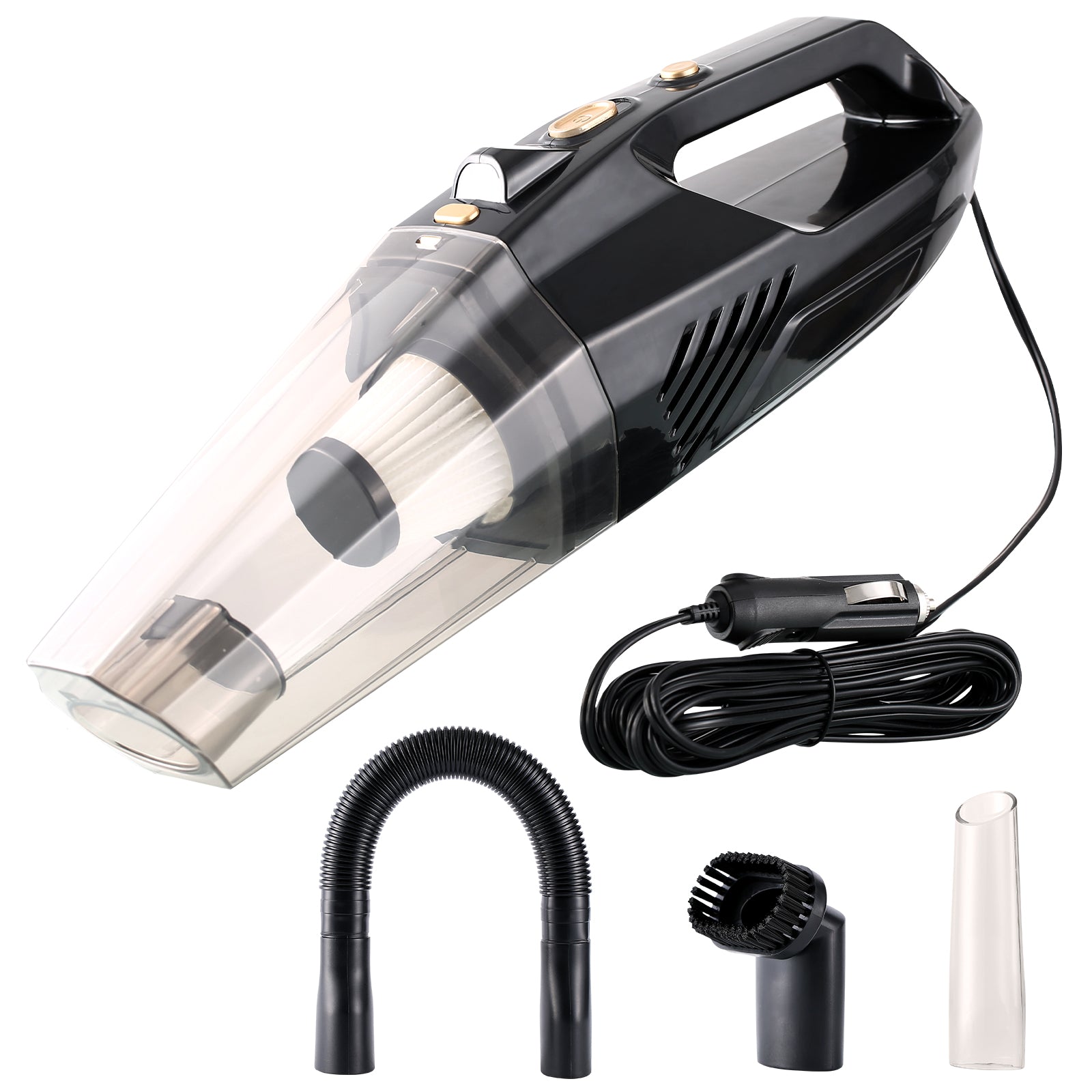 Car Vacuum Cleaner with LED Light, Double HEPA Filter, 110W High Suction  Power (Black) 