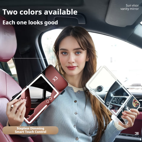 SANNCE Portable LED Car Vanity Mirror, Detachable Design with Soft Lighting, Perfect for Quick Touch-Ups, Fits Most Vehicle Models