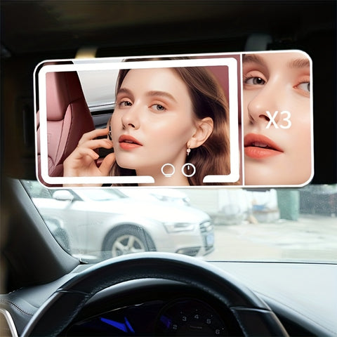 SANNCE Portable LED Car Vanity Mirror, Detachable Design with Soft Lighting, Perfect for Quick Touch-Ups, Fits Most Vehicle Models
