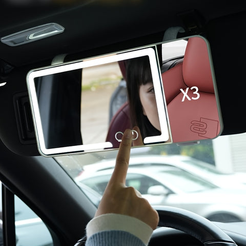 SANNCE Portable LED Car Vanity Mirror, Detachable Design with Soft Lighting, Perfect for Quick Touch-Ups, Fits Most Vehicle Models