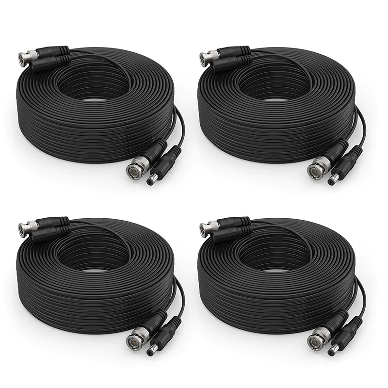 Pack of 4 Premium Mini RG59 4K Security Camera Video Power Cable, 100 ...