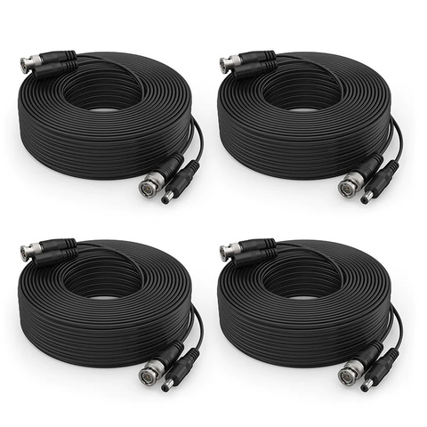 Camera Wire Rj59 Pack of 4 Premium Mini RG59 4K Security Camera Video Power Cable, 100 ...