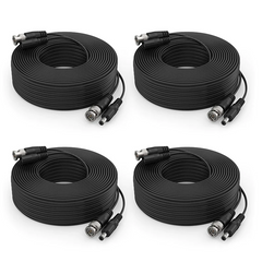 Premium Mini RG59 4K Security Camera Video Power Cable, 100 Feet for Any Analog Camera (4-Pack, BNC & RCA Connectors Included)