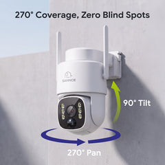 Pack 2 4MP Solar-powered Wire-free PT Outdoor Security Cameras with 8000mAh Battery & Solar Panel