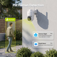 Pack 2 4MP Solar-powered Wire-free PT Outdoor Security Cameras with 8000mAh Battery & Solar Panel