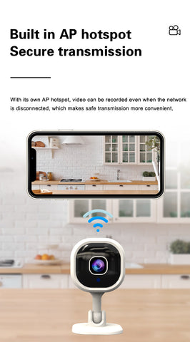 Square Indoor Camera for Home Security, 1080P WiFi Security Camera for Pet/ Baby Monitor, Privacy Mode, 2-Way Audio, Night Vision, AI Detection, SD Card Storage