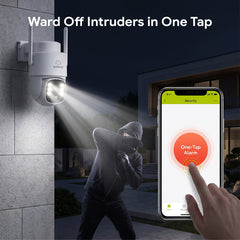 Pack 2 4MP Solar-powered Wire-free PT Outdoor Security Cameras with 8000mAh Battery & Solar Panel