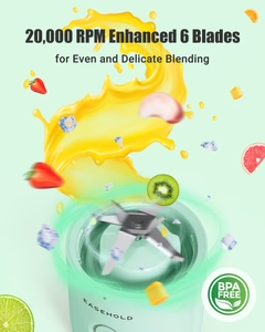 Portable Vacuum Blender, Personal Size 350ml Juicer Smoothie Juicer, USB Rechargeable with Six Blades, 20000rpm Powerful Motor, Food Mixing Machine