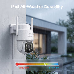 Pack 2 4MP Solar-powered Wire-free PT Outdoor Security Cameras with 8000mAh Battery & Solar Panel