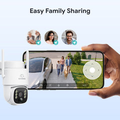 Pack 2 4MP Solar-powered Wire-free PT Outdoor Security Cameras with 8000mAh Battery & Solar Panel