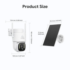 Pack 2 4MP Solar-powered Wire-free PT Outdoor Security Cameras with 8000mAh Battery & Solar Panel