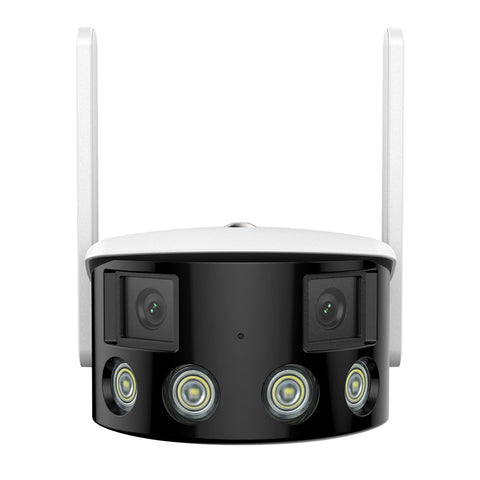 Pack of 2, WiFi Panoramic Outdoor Security Camera - Dual Lens, 2K 4MP, 180° Ultra Wide Angle, Color Night Vision, Human & Vehicle Smart Detection, Two-Way Audio, Works with Alexa & Google