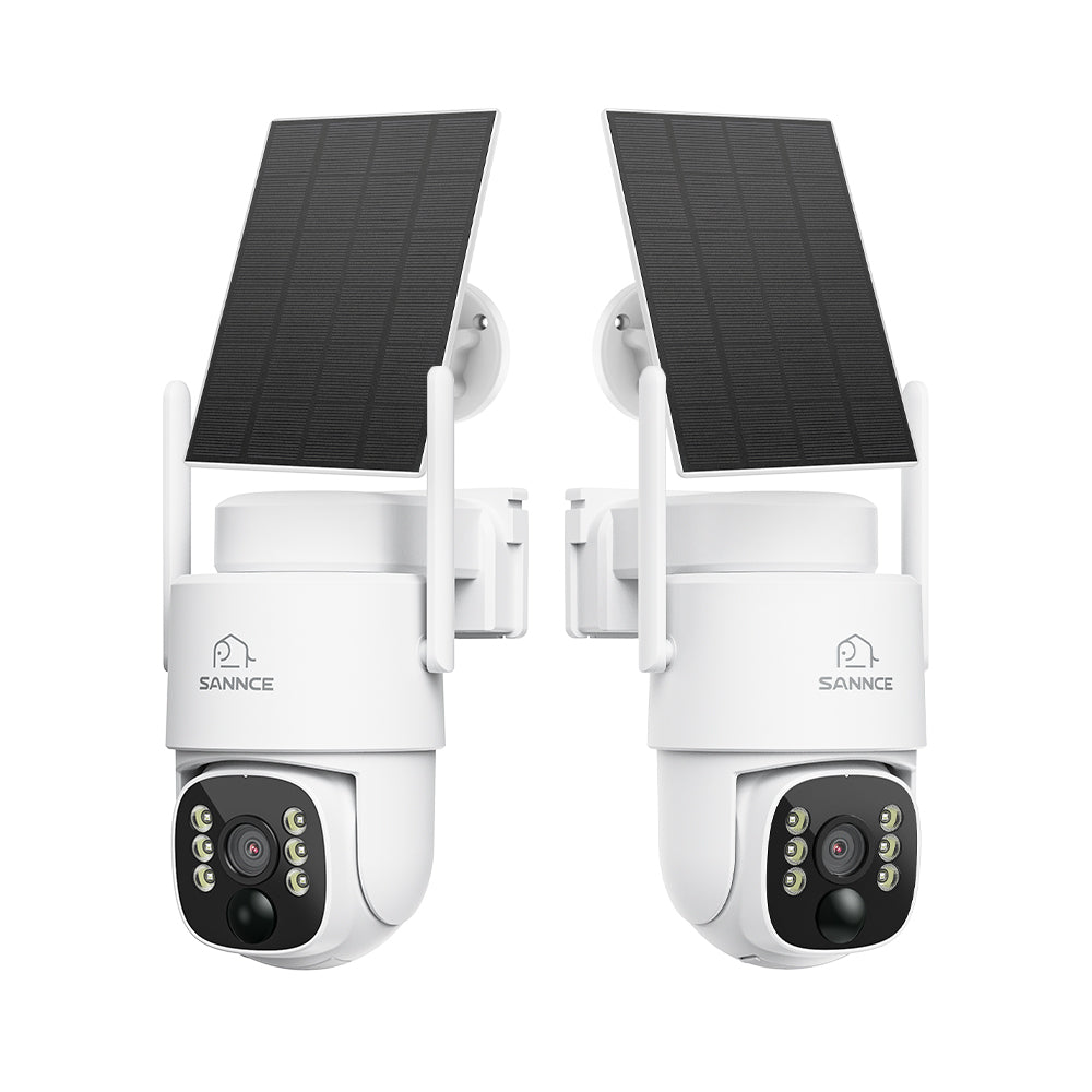 2-Pack 4MP WiFi PTZ Outdoor Security Cameras with 8000mAh Battery & Solar Panel, AI + PIR Human Detection, Color Night Vision, Two-Way Audio, Wi-Fi 6