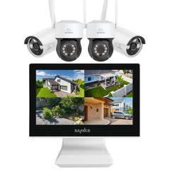 10 Channel Wireless PT Security Camera System, 5MP NVR w/ 10.1'' LCD Monitor, Pan & Tilt IP Cameras AI Human Detection, Remote Access, Smart Motion Alerts, Work with Alexa