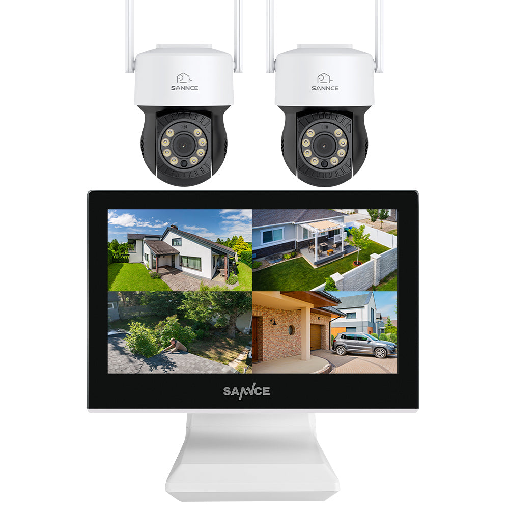2K Super HD PT 10 Channel NVR w/5MP Wireless Pan & Tilt Camera System, 10.1'' LCD Monitor, Pack of 2 Cameras, Full-Colour Night Vision, Smart Auto Tracking, Two-Way Voice Intercom, Customized Motion Areas, Work with Alexa