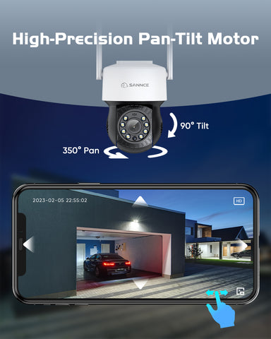 Certified Refurbished 4MP HD Outdoor Pan Tilt Wireless Dome Security Camera, Full Color Night Vision, 2-Way Audio, Smart AI Human Detection, Support Alexa/Google Assistant