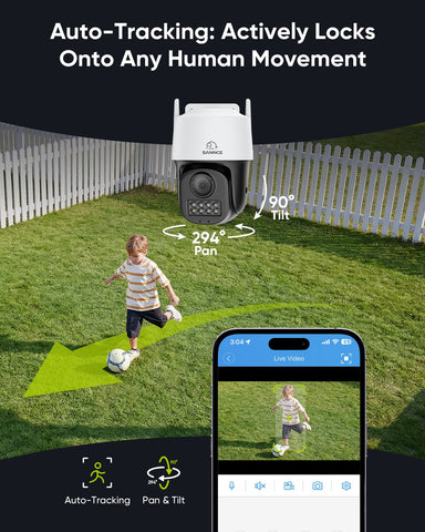 Certified Refurbished HR500 - 5MP Outdoor PT PoE Security Camera, Pan & Tilt, AI Human & Vehicle Detection & Auto Tracking, Color Night Vision, Support microSD Card Slot