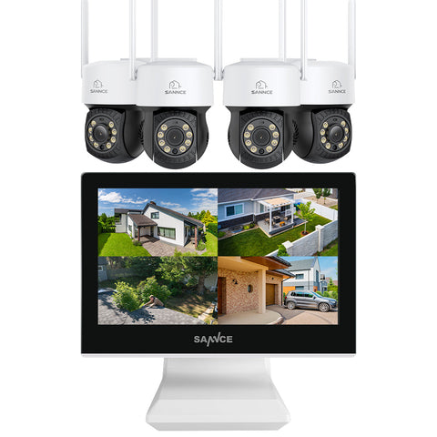 10 Channel Wireless PT Security Camera System, 3MP NVR w/ 10.1'' LCD Monitor, 3MP Wireless PT Security Camera, Pan & Tilt 2Pcs IP Cameras AI Human Detection, Remote Access, Smart Motion Alerts, Work with Alexa