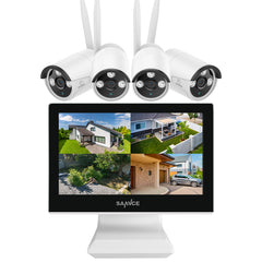 10 Channel Wireless Security Camera System, 5MP NVR w/ 10.1'' LCD Monitor, 4 pcs IP Cameras  AI Human Detection, Remote Access & Smart Motion Alerts, Work with Alexa