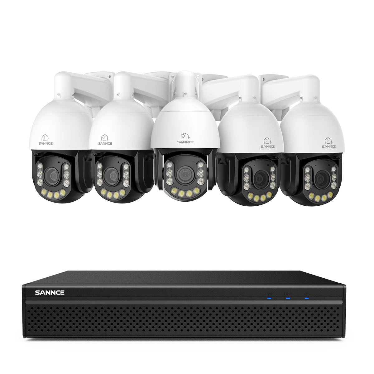 4K 8-Channel PoE Security NVR System with 5PCS 8MP 20X PTZ Camera, Auto Tracking, Two-Way Audio, Color Night Vision