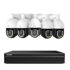 4K 8-Channel PoE Security NVR System with 5PCS 8MP 20X PTZ Camera, Auto Tracking, Two-Way Audio, Color Night Vision