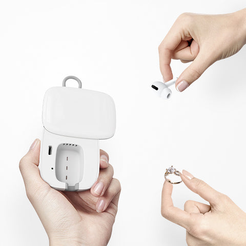 Mini UV-C Toothbrush Sanitizer, Portable Rechargeable Sterilizer for Any Size Toothbrush, Box Case with Holder for Household and Travel or Business Trips