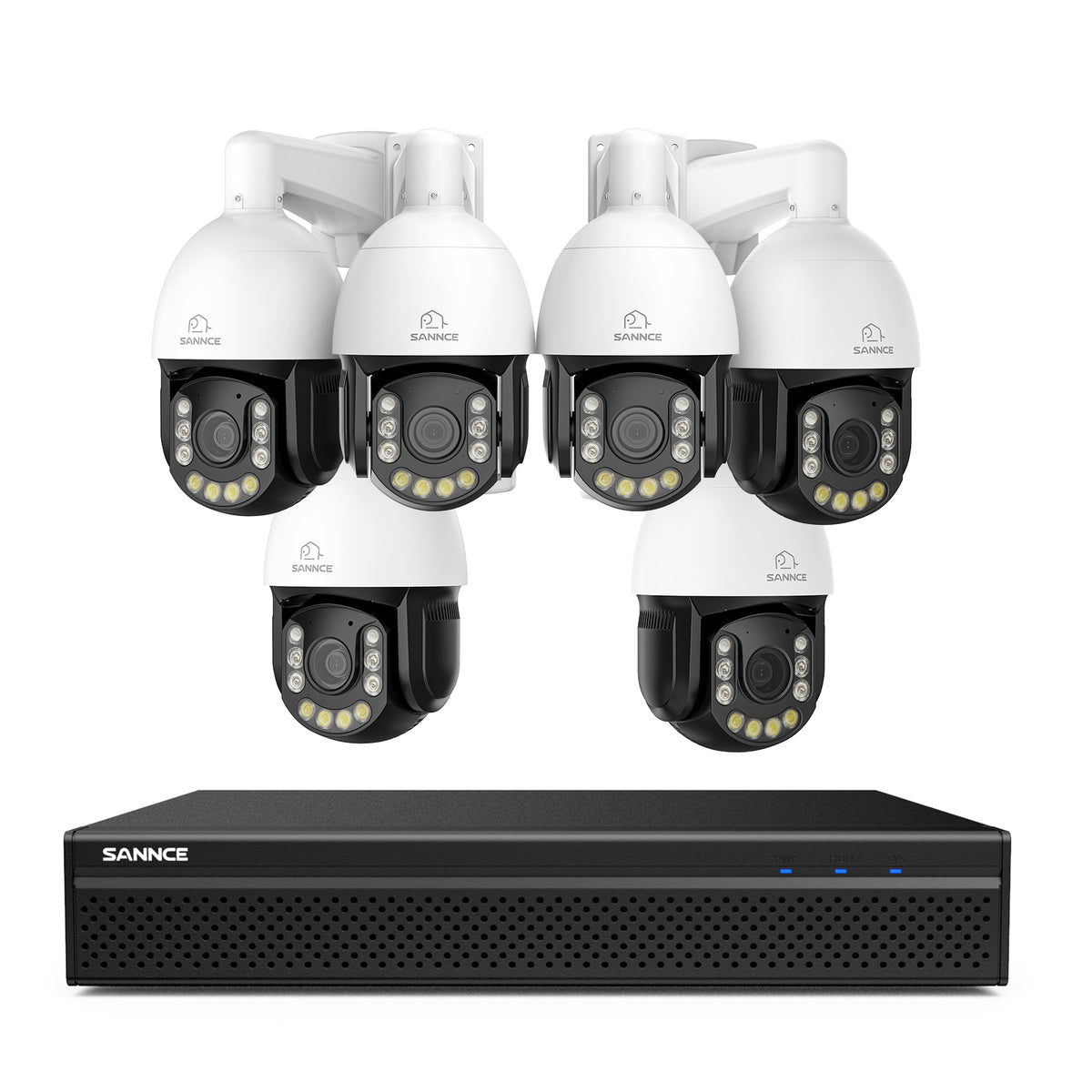 4K 8-Channel PoE Security NVR System with 6PCS 8MP 20X PTZ Camera, Auto Tracking, Two-Way Audio, Color Night Vision