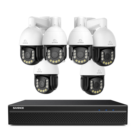 4K 8-Channel PoE Security NVR System with 6PCS 8MP 20X PTZ Camera, Auto Tracking, Two-Way Audio, Color Night Vision
